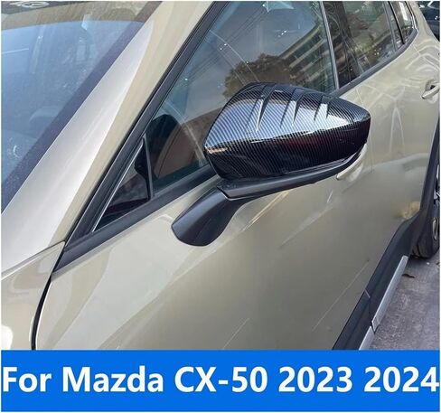 إكسسوارات لسيارة Mazda CX-50 CX50 2023 2024 من ألياف الكربون الخارجية غطاء مرآة الباب الجانبي للسيارة غطاء حماية الكسوة ملصق استبدال مرآة الرؤية الخلفية (بلاستيك كروم ABS) in Kuwait