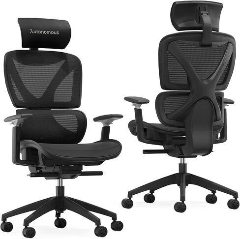 كرسي مكتب مريح من ErgoChair مستقل، شبكة سوداء قابلة للتعديل، دعم قطني، إطار X، كراسي مكتب منزلية بعجلات وأذرع - كرسي مكتب مريح، ألعاب مريحة وساعات طويلة in Saudi Arabia