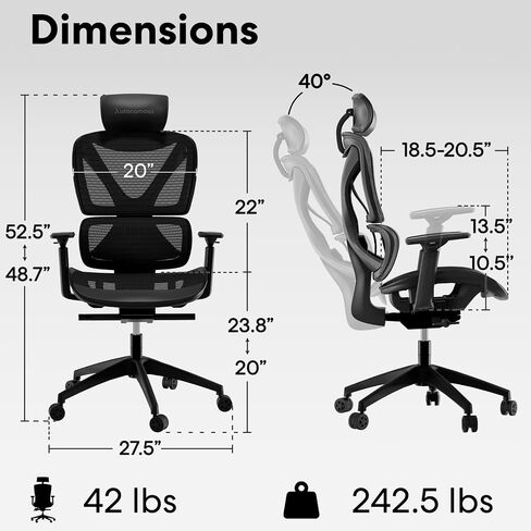 كرسي مكتب مريح من ErgoChair مستقل، شبكة سوداء قابلة للتعديل، دعم قطني، إطار X، كراسي مكتب منزلية بعجلات وأذرع - كرسي مكتب مريح، ألعاب مريحة وساعات طويلة in Saudi Arabia