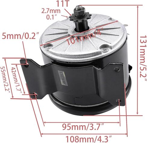 36V 350W Brushed Electric Motor with 11T Sprocket for Go Kart, Scooter, ATV, Mini Bike, Razor E300, X-Treme X-360/X-370, MX350 MX400, Pocket Bike, Electric Dirt Bike High-Performance Replacement in Saudi Arabia