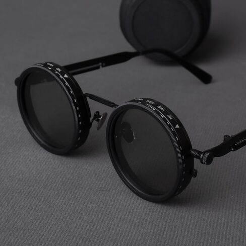 Adjustable Polarized Sunglasses with 1-9 Tint Levels - UV400 Protection & ND Filter Lenses - Unisex Round Frame Beach Eyewear in Saudi Arabia