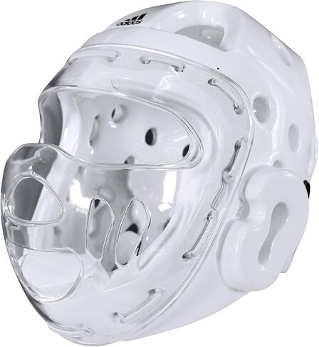 adidas Martial Arts Taekwondo Headgear with Face Shield - White Medium in Saudi Arabia