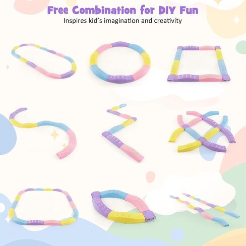Costzon Wavy Balance Beam for Kids, 20-Piece Toddler Stepping Stones w/Textured Surface & Non-Slip Foot Pads, 180 LBS Weight Capacity, Coordination Blocks Gym Set, Obstacle Course Toys for Girls Boys in Saudi Arabia