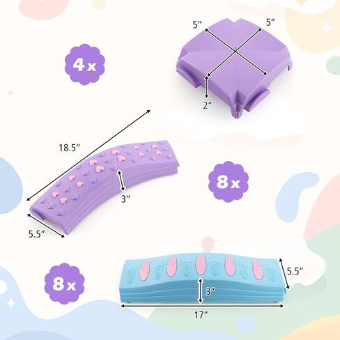 Costzon Wavy Balance Beam for Kids, 20-Piece Toddler Stepping Stones w/Textured Surface & Non-Slip Foot Pads, 180 LBS Weight Capacity, Coordination Blocks Gym Set, Obstacle Course Toys for Girls Boys in Saudi Arabia