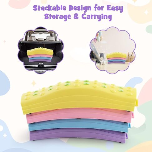 Costzon Wavy Balance Beam for Kids, 20-Piece Toddler Stepping Stones w/Textured Surface & Non-Slip Foot Pads, 180 LBS Weight Capacity, Coordination Blocks Gym Set, Obstacle Course Toys for Girls Boys in Saudi Arabia