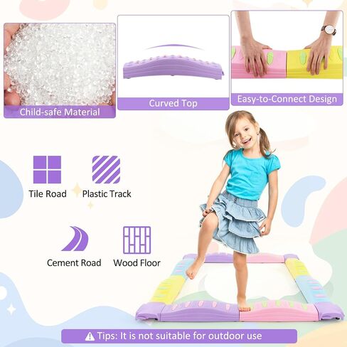 Costzon Wavy Balance Beam for Kids, 20-Piece Toddler Stepping Stones w/Textured Surface & Non-Slip Foot Pads, 180 LBS Weight Capacity, Coordination Blocks Gym Set, Obstacle Course Toys for Girls Boys in Saudi Arabia