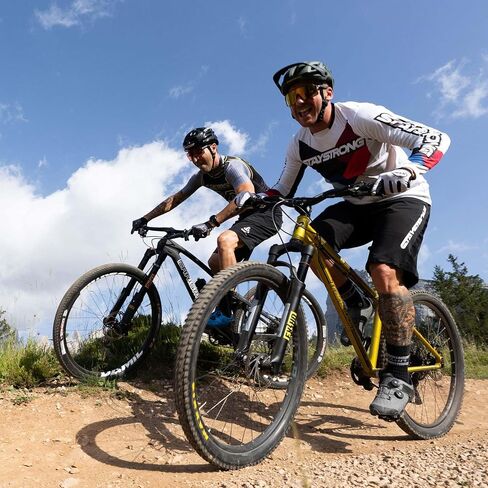 27.5/29 شوكة تعليق MTB الهوائية، السفر 120 مم ضبط الارتداد أنبوب مستقيم/مدبب 28.6 مم QR 9 مم شوكة الدراجة الجبلية اليدوية/القفل عن بعد، دراجة XC خفيفة الوزن لصدمات الغاز in Saudi Arabia