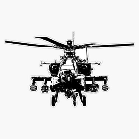 AH-64 أباتشي هليكوبتر نافذة ملصقات للسيارة متعددة الأشكال ملصق مائي 5" in Saudi Arabia