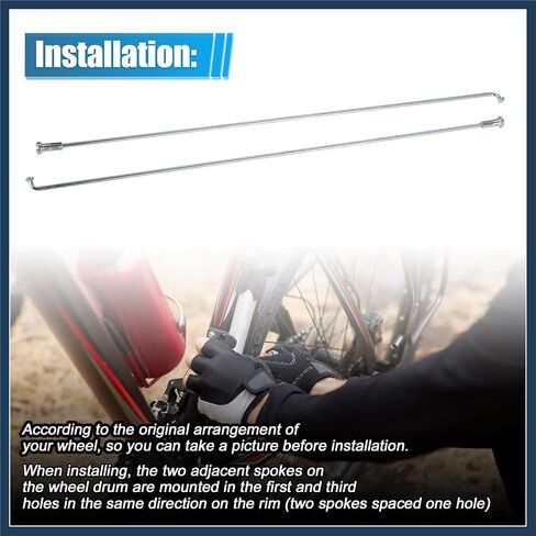 36pcs 14G J Bend Bicycle Steel Spokes 240mm 9.45" Cycle Spokes with Brass Nipples Steel Spokes for Mountain Bike MTB Stylish Design in Saudi Arabia