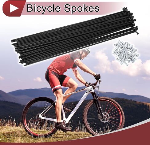 36 Set 12G Bicycle Spokes 245mm Bike Wheel Spokes 45 Steel Black in Saudi Arabia
