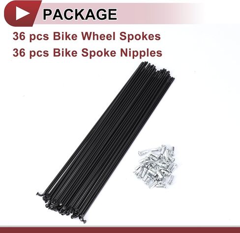 36 Set 12G Bicycle Spokes 245mm Bike Wheel Spokes 45 Steel Black in Saudi Arabia