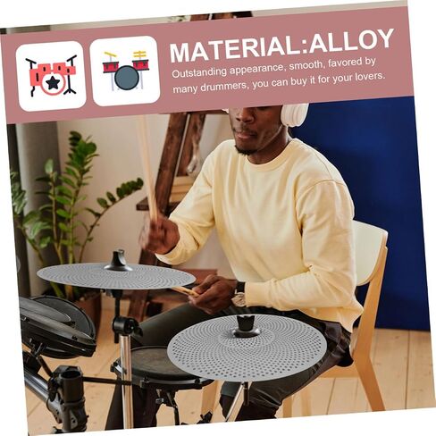 2pcs 14/16 Inch Mute Cymbals for Drum Set Silent Alloy Drum Cymbals Easy Installation for Noise Reduction Replacement Parts in Saudi Arabia