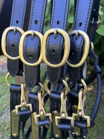 Leaders Leather Halter for Horses with Customized Engraved Name Plate Option Halter for Horse Black/Brass in Saudi Arabia