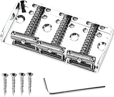 BESPORTBLE 1Set Durable Guitar Tailpiece Bridge Chrome Metal Guitar Saddle with Screws Essential Replacement Accessory for Electric Guitars for Guitar Enthusiasts in Saudi Arabia