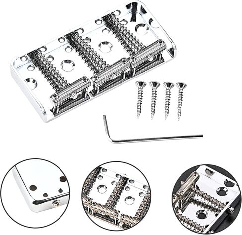 BESPORTBLE 1Set Durable Guitar Tailpiece Bridge Chrome Metal Guitar Saddle with Screws Essential Replacement Accessory for Electric Guitars for Guitar Enthusiasts in Saudi Arabia