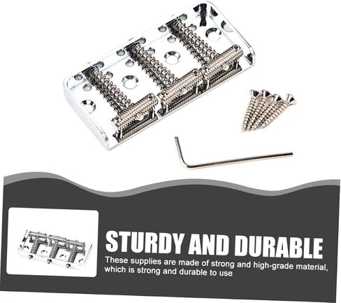 BESPORTBLE 1Set Durable Guitar Tailpiece Bridge Chrome Metal Guitar Saddle with Screws Essential Replacement Accessory for Electric Guitars for Guitar Enthusiasts in Saudi Arabia