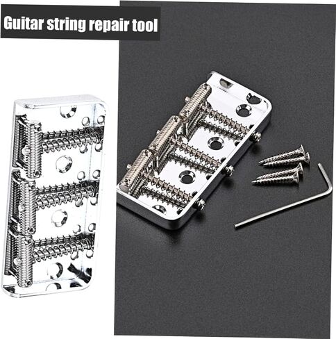 BESPORTBLE 1Set Durable Guitar Tailpiece Bridge Chrome Metal Guitar Saddle with Screws Essential Replacement Accessory for Electric Guitars for Guitar Enthusiasts in Saudi Arabia