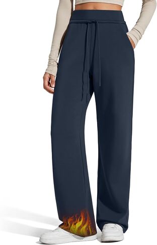 G4Free Smoofit Fleece Lined Wide Leg Sweatpants for Women Drawstring Thermal Casual Pants with Pockets in Saudi Arabia