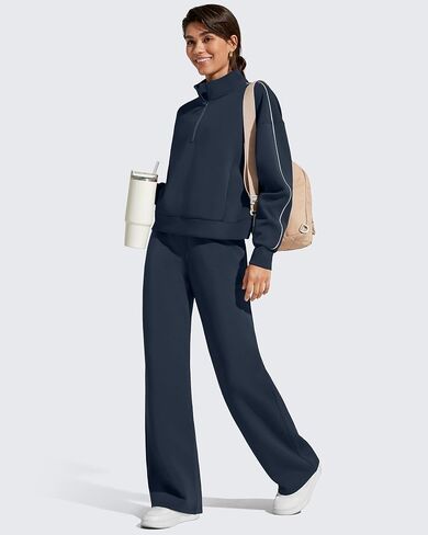 G4Free Smoofit Fleece Lined Wide Leg Sweatpants for Women Drawstring Thermal Casual Pants with Pockets in Saudi Arabia