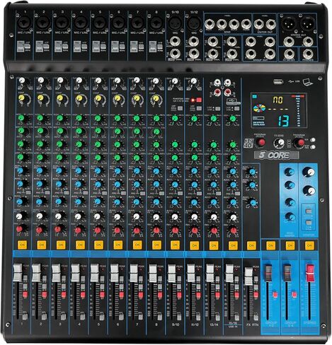 5Core DJ Audio Mixer 20 Channel Professional Stereo Sound Board مع 256 تأثيرات رقمية USB Bluetooth 48V Phantom Power Consola De Audio لتسجيل الاستوديو وعرض DJ - MX 20CH XU in Saudi Arabia