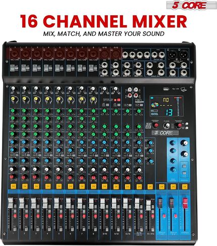 5Core DJ Audio Mixer 20 Channel Professional Stereo Sound Board مع 256 تأثيرات رقمية USB Bluetooth 48V Phantom Power Consola De Audio لتسجيل الاستوديو وعرض DJ - MX 20CH XU in Saudi Arabia