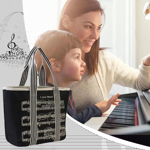 حقيبة كتف KingPoint Music Tote حقيبة تسوق كتف قابلة لإعادة الاستخدام، حقيبة ملاحظات موسيقية متعددة الأغراض in Kuwait