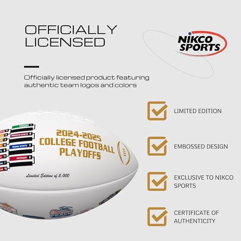 NIKCO SPORTS 2024 كرة قدم جامعية فاصلة مكونة من 12 فريقًا | إصدار محدود بـ 5000 | تذكارات المعجبين الحصرية للرابطة الوطنية لرياضة الجامعات (NCAA) | ألعاب السلطانية وشهادة الأصالة in Saudi Arabia