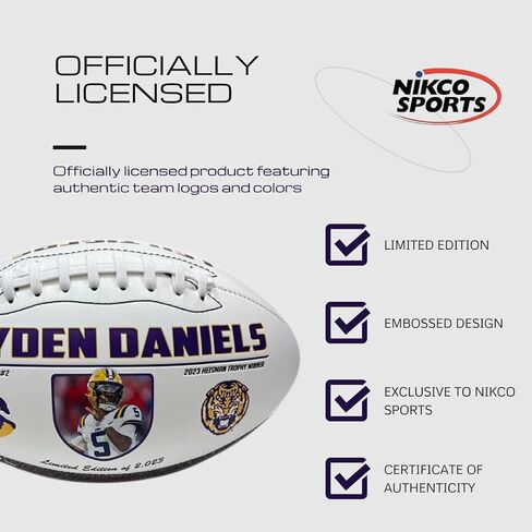 NIKCO SPORTS Jayden Daniels 2024 Draft Football | Limited Edition of 2,024 | Heisman Trophy Winner | Exclusive College NCAA Tigers Collectible Gift Fan Memorabilia with Certificate of Authenticity in Saudi Arabia