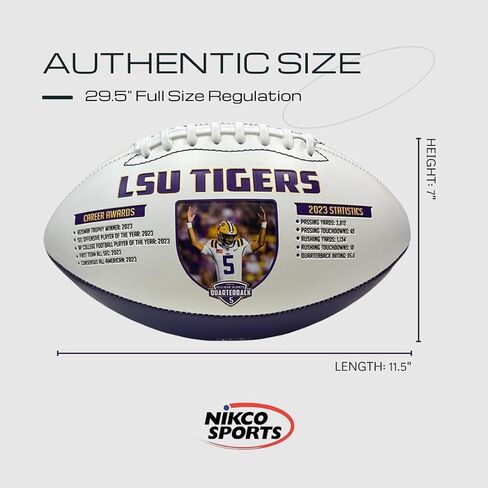 NIKCO SPORTS Jayden Daniels 2024 Draft Football | Limited Edition of 2,024 | Heisman Trophy Winner | Exclusive College NCAA Tigers Collectible Gift Fan Memorabilia with Certificate of Authenticity in Saudi Arabia