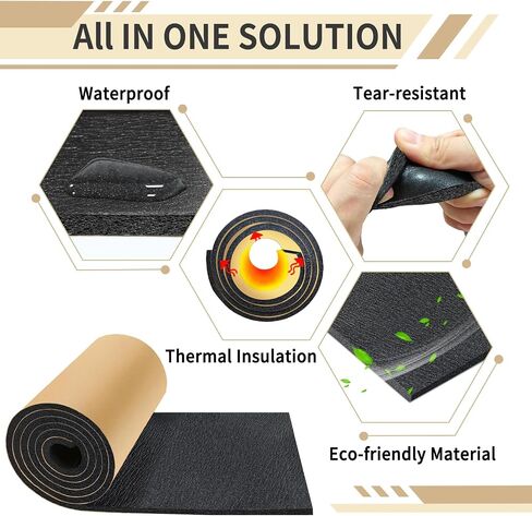 TroyStudio Sound Proof Closed Cell Foam, Self-Adhesive 13'' x 78" Heat Shield Acoustic Rubber Foam Sheet - Waterproof Noise Vibration Thermal Insulation Roll for Home, Car, HVAC, Pipe, Machine in Saudi Arabia