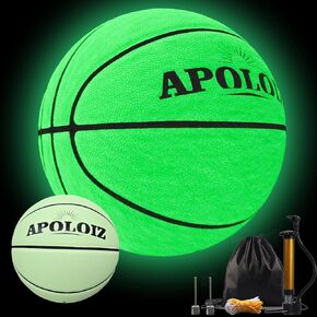 Glow in The Dark Basketball,Glowing Light Up Green Basketball Ball,Size 7,Indoor & Outdoor for Night Play Luminous，Gift for Teenagers, Men, Women (with Pump) in Saudi Arabia