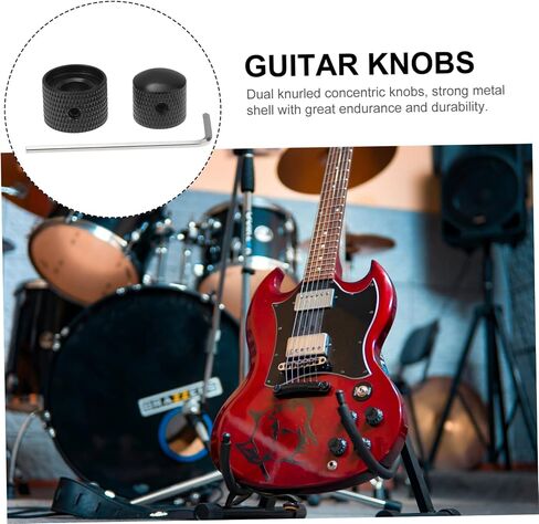 Vaguelly Electric Guitar Bass Knobs Black Dual Concentric Volume Tone Blend Control Knobs Key Included in Saudi Arabia