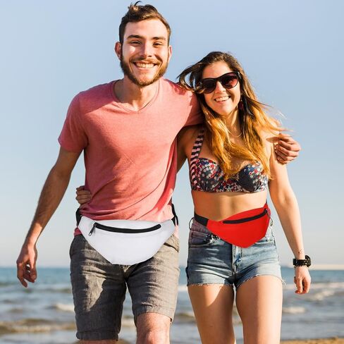 14 Pcs Neon Fanny Packs Bulk Travel Running Adjustable Waist Bags Oxford Cloth Zippered Belt Bags for Women Men Workout Outdoor Rave Party, 7 Colors (2 Each) in Saudi Arabia