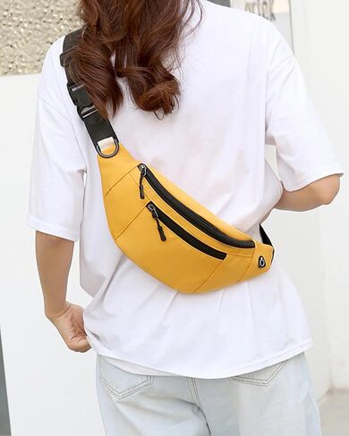 Unisex Crossbody Pack Bag with Zipper Pockets,Hands-Free Fanny Pack with Adjustable Strap Storage Bag for Walking,Travel,Sports,Hiking and Workout Black LCC10-04 in Saudi Arabia