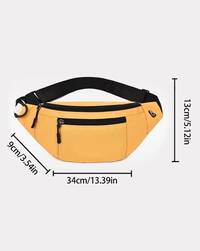 Unisex Crossbody Pack Bag with Zipper Pockets,Hands-Free Fanny Pack with Adjustable Strap Storage Bag for Walking,Travel,Sports,Hiking and Workout Black LCC10-04 in Saudi Arabia