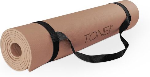 TONE Fitness Yoga Mat 1/4 بوصة سميكة غير قابلة للانزلاق وحصيرة بيلاتيس للتدريبات المنزلية مع حزام حمل | خيارات متعددة in Saudi Arabia