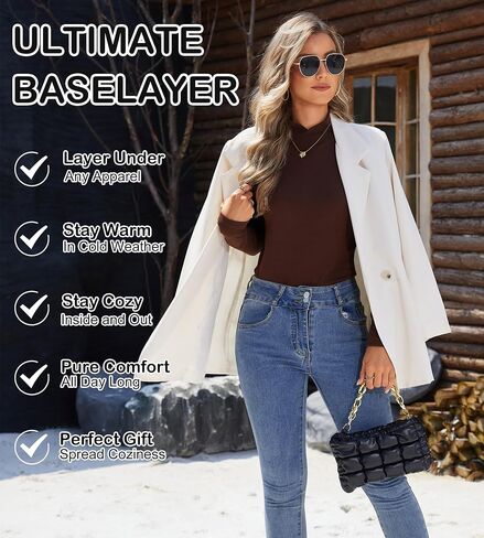 3 Pack Women's Turtleneck Long Sleeve Shirts Thermal Underwear Tops Fall Fashion Basic Mock Neck Base Layer Winter in Saudi Arabia
