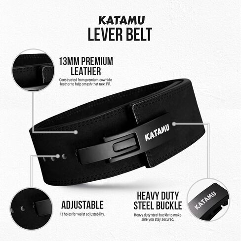 Katamu Premium Leather Lever Weightlifting Belt – Secure Steel Lever, Powerlifting Support for Deadlifts, Squats & Heavy Lifts - Lift More, Look Good in Saudi Arabia