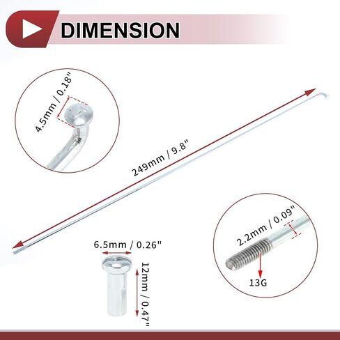 36 مجموعة 13G دراجة المتحدث 249 ملم المتحدث عجلة الدراجة المجلفن الصلب الكربوني فضي اللون in Saudi Arabia