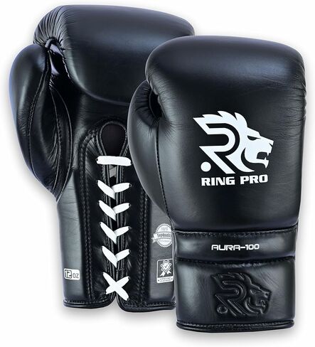 Aura 100 Full-Grain Leather Lace Up Boxing Gloves for Men and Women Training Sparring Muay Thai Kickboxing Heavy Punching Bag and MMA Gloves in Saudi Arabia