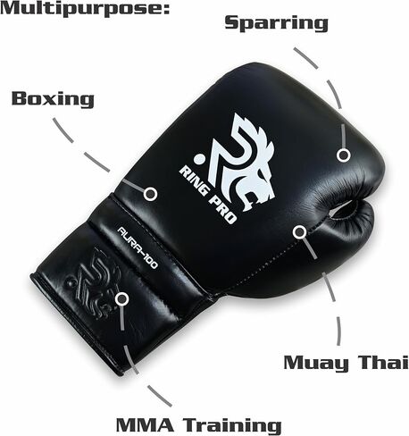 Aura 100 Full-Grain Leather Lace Up Boxing Gloves for Men and Women Training Sparring Muay Thai Kickboxing Heavy Punching Bag and MMA Gloves in Saudi Arabia