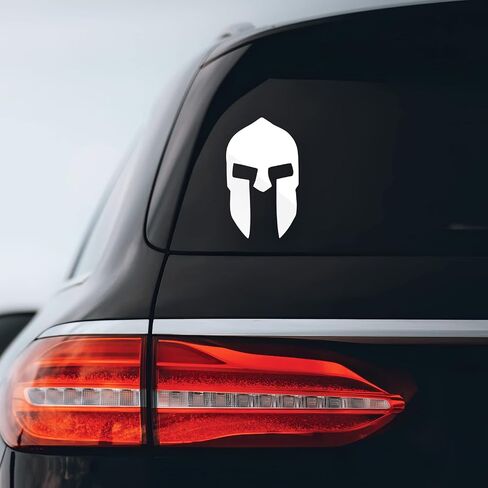 ملصق خوذة Spartan للكمبيوتر المحمول للسيارة مقاس 4 بوصة × 8 بوصة (أبيض) in Saudi Arabia