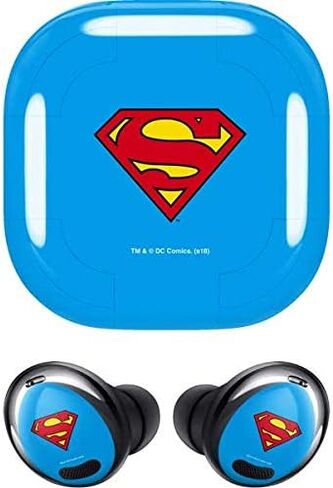 غلاف صوتي من Skinit متوافق مع Galaxy Buds Pro - تصميم نمط خلفية بشعار DC Comics Superman مرخص رسميًا in Saudi Arabia