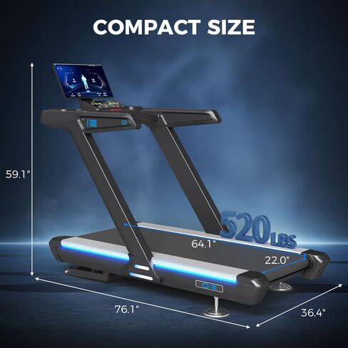 جهاز جري FAGUS Premium مع شاشة عرض، مطحنة تشغيل تلقائية بنسبة 15% مع محرك قوي بقوة 7.0 حصان، سطح عريض 22 بوصة، ممتص للصدمات، اتصال بلوتوث وشحن لاسلكي لمزيد من المرح in Kuwait