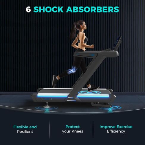 جهاز جري FAGUS Premium مع شاشة عرض، مطحنة تشغيل تلقائية بنسبة 15% مع محرك قوي بقوة 7.0 حصان، سطح عريض 22 بوصة، ممتص للصدمات، اتصال بلوتوث وشحن لاسلكي لمزيد من المرح in Kuwait