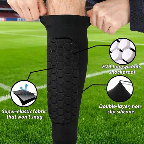 A Pair of Soccer Shin Guards Shin Pads for Kids Youth Adult, Calf Compression Sleeve with Honeycomb Pads, Lightweight Calf Protective Gear Ideal for Football, Taekwondo, MTB & More in Saudi Arabia