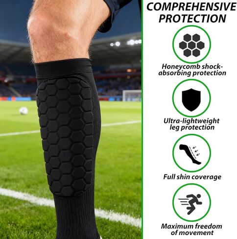 A Pair of Soccer Shin Guards Shin Pads for Kids Youth Adult, Calf Compression Sleeve with Honeycomb Pads, Lightweight Calf Protective Gear Ideal for Football, Taekwondo, MTB & More in Saudi Arabia