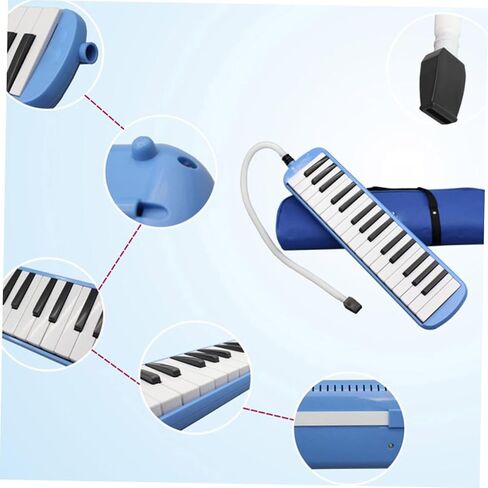 Mobestech Key Melodica Piano Instrument مع حقيبة حمل لوحة مفاتيح هوائية محمولة خفيفة الوزن للمبتدئين ومحبي الموسيقى لوحة مفاتيح بيانيكا زرقاء ناعمة الملمس مع أنبوب طويل للراحة in Kuwait