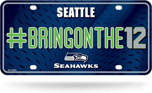 Rico Industries NFL Seattle Seahawks #Go Hawks #1 Fan Metal Auto Tag 8.5" x 11" - Great for Truck/Car/SUV in Saudi Arabia
