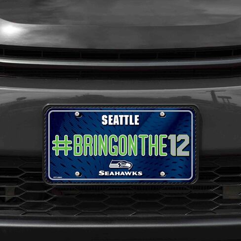 Rico Industries NFL Seattle Seahawks #Go Hawks #1 Fan Metal Auto Tag 8.5" x 11" - Great for Truck/Car/SUV in Saudi Arabia